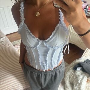 BRAND NEW Urban Outfitters Light Blue Ruffled Corset Top